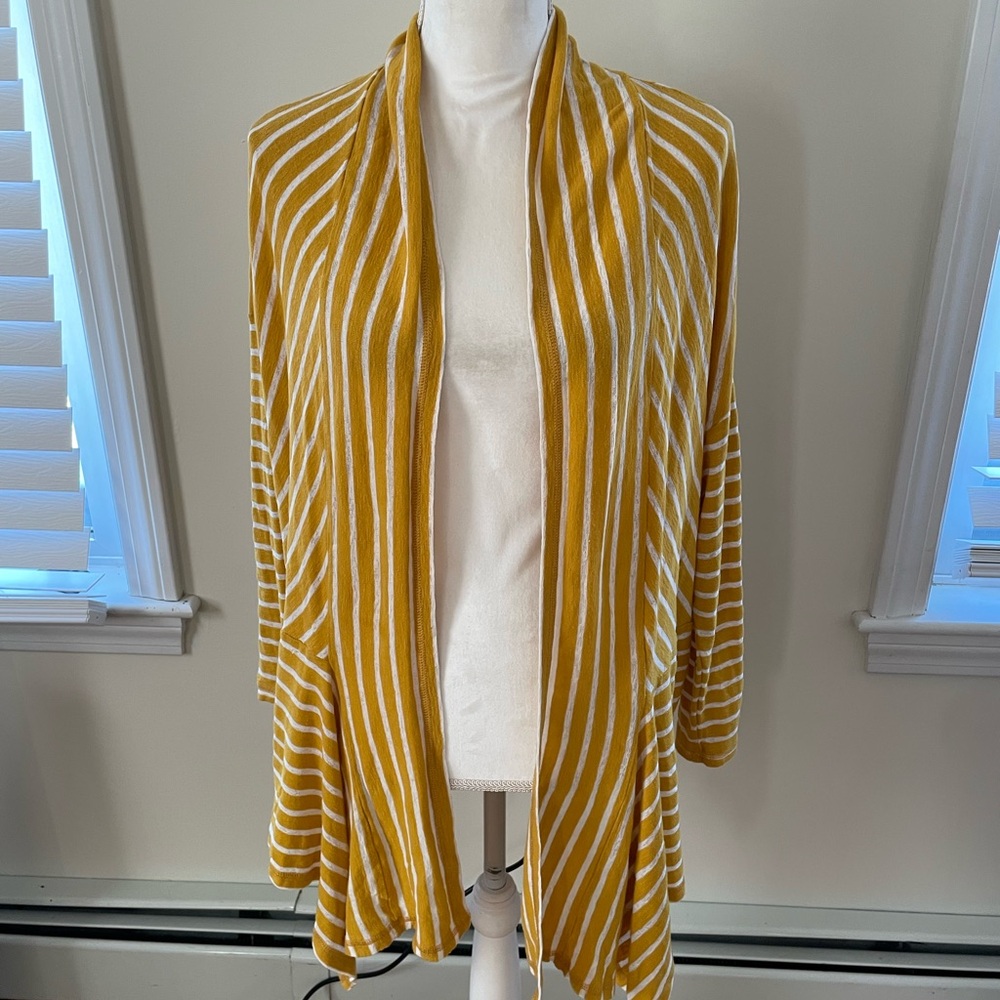 Jones New York Yellow and White Striped Shirt